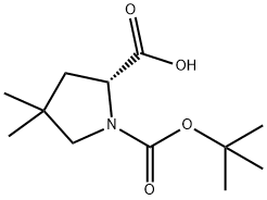 1,2-Pyrrolidinedicarboxylic acid, 4,4-diMethyl-, 1-(1,1-diMethylethyl) ester, (2R)- 구조식 이미지