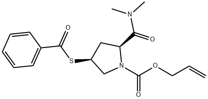 (2S,4S)-1N-(allyloxycarbonyl)-4-benzoylsulfanyl-2-(N,N-diMethylcarbaMoyl)pyrrolidine 구조식 이미지