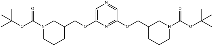 di-tert-butyl 3,3'-((pyrazine-2,6-diylbis(oxy))bis(Methylene))bis(piperidine-1-carboxylate) 구조식 이미지