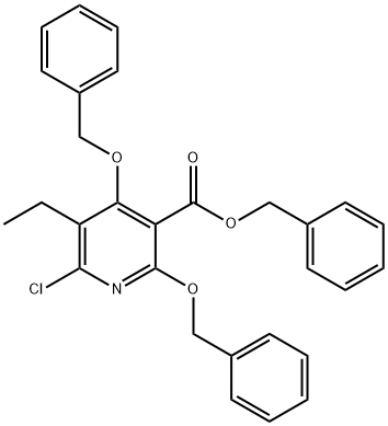 benzyl 2,4-bis(benzyloxy)-6-chloro-5-ethylnicotinate 구조식 이미지