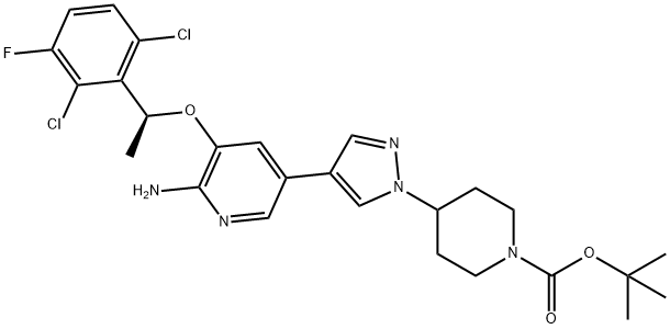 (S)-tert-Butyl 4-(4-(6-aMino-5-(1-(2,6-dichloro-3-fluorophenyl)ethoxy)pyridin-3-yl)-1H-pyrazol-1-yl)piperidine-1-carboxylate Structure