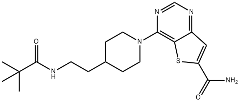 Thieno[3,2-d]pyriMidine-6-carboxaMide, 4-[4-[2-[(2,2-diMethyl-1-oxopropyl)aMino]ethyl]-1-piperidinyl]- Structure