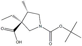 (3S,4S)-4-Methyl-1,3-pyrrolidinedicarboxylic acid 1-(1,1-dimethylethyl) 3-ethyl ester Structure