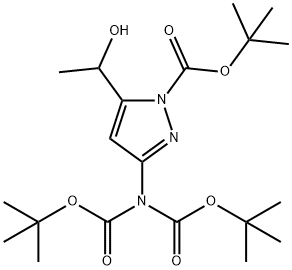 Tert-butyl 3-((di-tert-butoxycarbonyl)aMino)-5-(1-hydroxyethyl)-1H-pyrazole-1-carboxylate Structure
