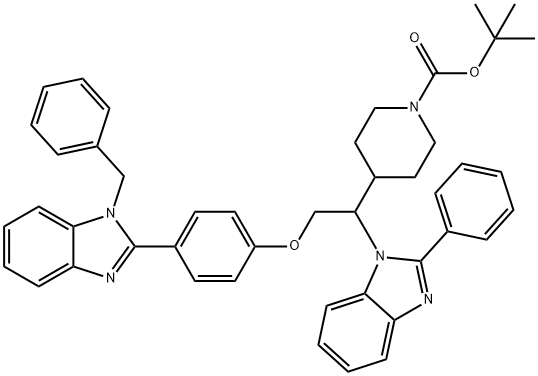 1-Piperidinecarboxylic acid, 4-[1-(2-phenyl-1H-benziMidazol-1-yl)-2-[4-[1-(phenylMethyl)-1H-benziMidazol-2-yl]phenoxy]ethyl]-, 1,1-diMethylethyl ester 구조식 이미지