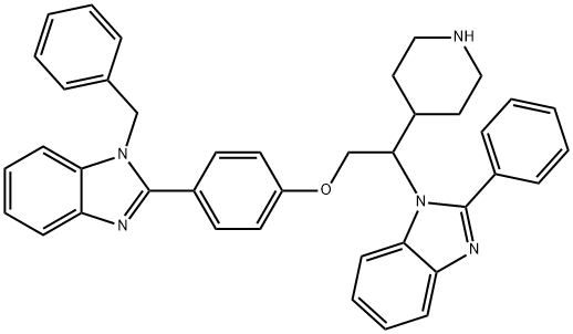 1H-BenziMidazole, 2-[4-[2-(2-phenyl-1H-benziMidazol-1-yl)-2-(4-piperidinyl)ethoxy]phenyl]-1-(phenylMethyl)- 구조식 이미지