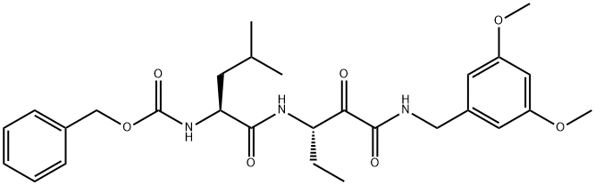 CarbaMic acid, [(1S)-1-[[[(1S)-3-[[(3,5-diMethoxyphenyl)Methyl]aMino]-1-ethyl-2,3-dioxopropyl]aMino]carbonyl]-3-Methylbutyl]-, phenylMethyl ester (9CI) Structure