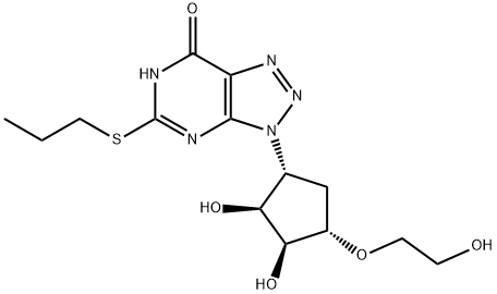 (1S,2S,3R,5S)-3-(7-hydroxy-5-(propylthio)-3H-[1,2,3]triazolo[4,5-d]pyriMidin-3-yl)-5-(2-hydroxyethoxy)cyclopentane-1,2-diol 구조식 이미지