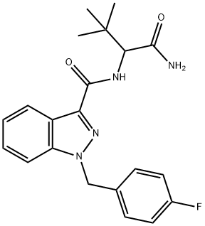 N-[1-(Aminocarbonyl)-2,2-dimethylpropyl]-1-[(4-fluorophenyl)methyl]-1H-indazole-3-carboxamide 구조식 이미지