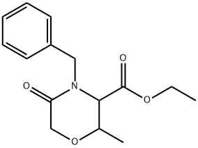 2-Methyl-5-oxo-4-(phenylMethyl)-3-Morpholinecarboxylic acid ethyl ester 구조식 이미지