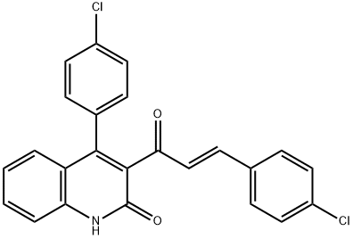 (E)-4-(4-chlorophenyl)-3-(3-(4-chlorophenyl)acryloyl)quinolin-2(1H)-one Structure