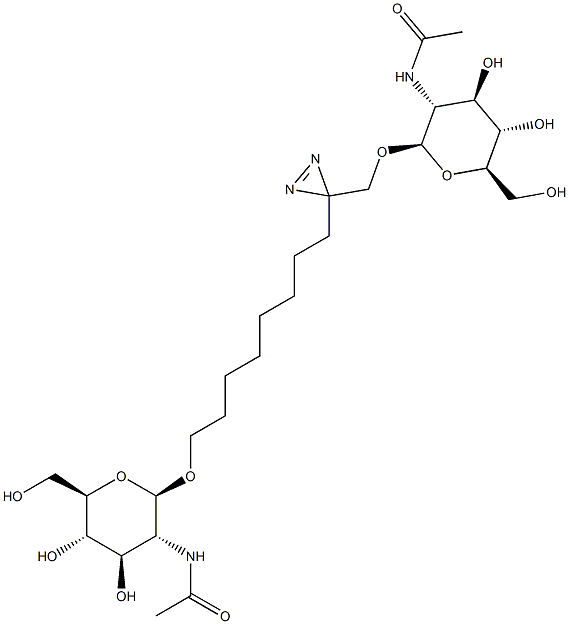 1,10-di-O-(2-acetamido-2-deoxyglucopyranosyl)-2-azi-1,10-decanediol Structure
