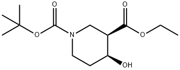 1,3-Piperidinedicarboxylic acid, 4-hydroxy-, 1-(1,1-diMethylethyl) 3-ethyl ester, (3R,4S)- 구조식 이미지