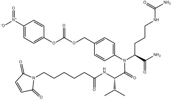 L-OrnithinaMide, N-[6-(2,5-dihydro-2,5-dioxo-1H-pyrrol-1-yl)-1-oxohexyl]-L-valyl-N5-(aMinocarbonyl)-N-[4-[[[(4-nitrophenoxy)carbonyl]oxy]Methyl]phenyl]- Structure