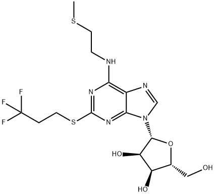 163706-58-9 (2R,3S,4R,5R)-2-(hydroxyMethyl)-5-(6-((2-(Methylthio)ethyl)aMino)-2-((3,3,3-trifluoropropyl)thio)-9H-purin-9-yl)tetrahydrofuran-3,4-diol