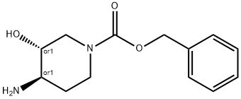 트랜스-4-아미노-1-Cbz-3-히드록시피페리딘 구조식 이미지