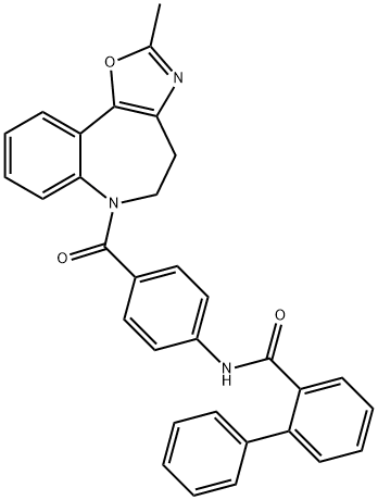 N-(4-(2-Methyl-5,6-dihydro-4H-benzo[b]oxazolo[5,4-d]azepine-6-carbonyl)phenyl)-[1,1'-biphenyl]-2-carboxaMide 구조식 이미지