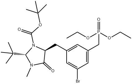 1-IMidazolidinecarboxylic acid, 5-[[3-broMo-5-[(diethoxyphosphinyl)Methyl]phenyl]Methyl]-2-(1,1-diMethylethyl)-3-Methyl-4-oxo-, 1,1-diMethylethyl ester, (2S-trans)- (9CI) Structure