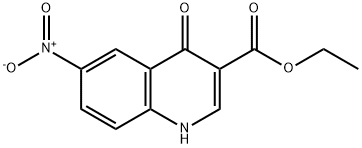 6-Nitro-4-oxo-1,4-dihydro-quinoline-3-carboxylic acid ethyl ester 구조식 이미지