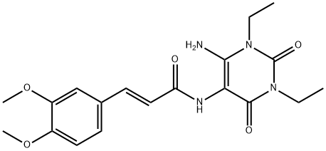 (E)-N-(6-aMino-1,3-diethyl-2,4-dioxo-1,2,3,4-tetrahydropyriMidin-5-yl)-3-(3,4-diMethoxyphenyl)acrylaMide 구조식 이미지