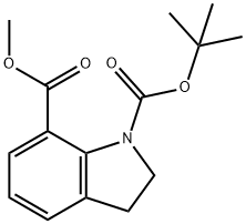 1H-Indole-1,7-dicarboxylic acid, 2,3-dihydro-, 1-(1,1-diMethylethyl) 7-Methyl ester 구조식 이미지