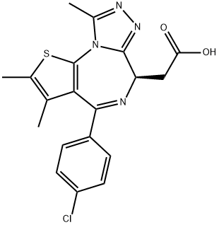 6H-Thieno[3,2-f][1,2,4]triazolo[4,3-a][1,4]diazepine-6-acetic acid, 4-(4-chlorophenyl)-2,3,9-triMethyl-, (6R)- Structure