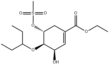 (3R,4R,5R)-4-(1-Ethylpropoxy)-3-hydroxy-5-[(Methylsulfonyl)oxy]-1-cyclohexene-1-carboxylic Acid Ethyl Ester Structure