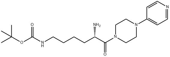 카르바믹산,N-[(5S)-5-아미노-6-옥소-6-[4-(4-피리디닐)-1-피페라지닐]헥실]-,1,1-디메틸에틸에스테르 구조식 이미지