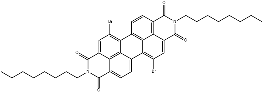 N,N'-디-(n-옥틸)-1,7-디브로모페릴렌-3,4:9,10-테트라카르복실산비스미드 구조식 이미지