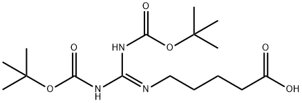 5-(2,3-bis(tert-butoxycarbonyl)guanidino)pentanoic acid 구조식 이미지