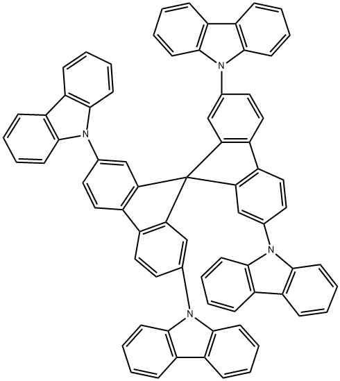 스피로-CBP,2,2',7,7'-테트라키스(카르바졸-9-일)-9,9'-스피로-비플루 구조식 이미지