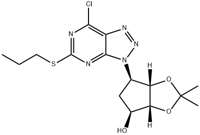 (3aR,4S,6R,6aS)-6-[7-Chloro-5-(propylthio)-3H-1,2,3-triazolo[4,5-d]pyrimidin-3-yl]tetrahydro-2,2-dimethyl-4H-cyclopenta-1,3-dioxol-4-ol 구조식 이미지
