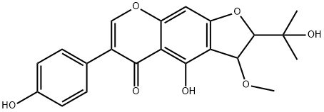 2,3-Dihydro-4-hydroxy-2-(1-hydroxy-1-methylethyl)-6-(4-hydroxyphenyl)-3-methoxy-5H-furo[3,2-g][1]benzopyran-5-one 구조식 이미지