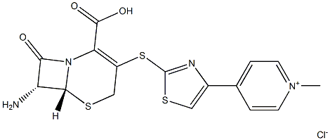 4-[2-[[(6R,7R)-7-Amino-2-carboxy-8-oxo-5-thia-1-azabicyclo[4.2.0]oct-2-en-3-yl]thio]-4-thiazolyl]-1-methyl-pyridinium chloride Structure