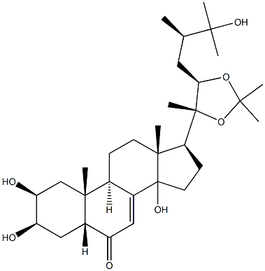 (2beta,3beta,5beta,22R,24R)-2,3,14,25-Tetrahydroxy-20,22-[(1-methylethylidene)bis(oxy)]-ergost-7-en-6-one Structure