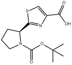 2-[(2S)-1-[(1,1-diMethylethoxy)carbonyl]2-pyrrolidinyl]-4-thiazolecarboxylic acid Structure