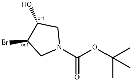 3급-부틸트랜스-4-BroMo-1-하이드록시피롤리딘-XNUMX-카복실레이트 구조식 이미지