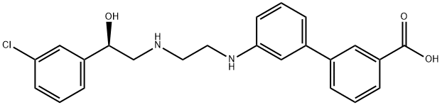 [1,1'-Biphenyl]-3-carboxylicacid,3'-[[2-[[(2R)-2-(3-chlorophenyl)-2-hydroxyethyl]aMino]ethyl]aMino]- 구조식 이미지