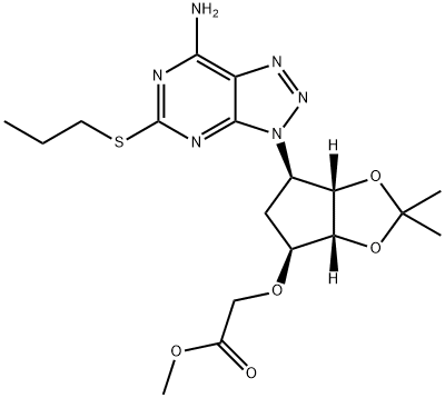 2-[[(3aR,4S,6R,6aS)-6-[7-Amino-5-(propylthio)-3H-1,2,3-triazolo[4,5-d]pyrimidin-3-yl]tetrahydro-2,2-dimethyl-4H-cyclopenta-1,3-dioxol-4-yl]oxy]-acetic acid methyl ester Structure