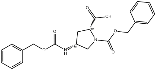 (2S,4S)-1-((Benzyloxy)carbonyl)-4-(((benzyloxy)carbonyl)aMino)pyrrolidine-2-carboxylic acid 구조식 이미지