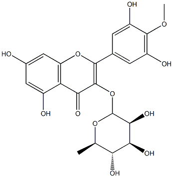 2-(4-Methoxy-3,5-dihydroxyphenyl)-3-(6-deoxy-α-L-mannopyranosyloxy)-5,7-dihydroxy-4H-1-benzopyran-4-one 구조식 이미지