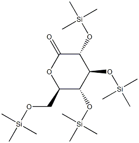 (3R,4S,5R,6R)-3,4,5-tris(triMethylsilyloxy)-6-((triMethylsilyloxy)Methyl)tetrahydro-2H-pyran-2-one 구조식 이미지