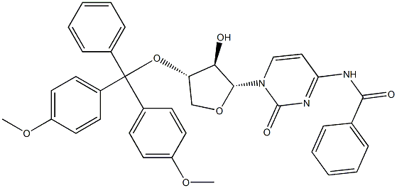 N-[1-[(2R,3R,4S)-4-[Bis(4-methoxyphenyl)phenylmethoxy]tetrahydro-3-hydroxy-2-furanyl]-1,2-dihydro-2-oxo-4-pyrimidinyl]-benzamide Structure