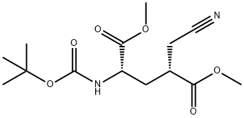 (4R)-N-(tert-부틸옥시카르보닐)-4-(시아노메틸)-L-글루타민산1,5-디메틸에스테르 구조식 이미지