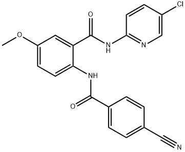 N-(5-Chloro-2-pyridinyl)-2-[(4-cyanobenzoyl)amino]-5-methoxybenzamide 구조식 이미지