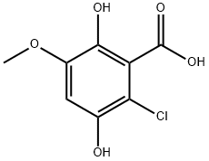 2-클로로-3,6-디하이드록시-5-메톡시벤조산 구조식 이미지
