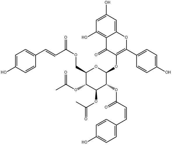 3",4"-Di-O-acetyl-2",6"-di-O-
p-couMaroylastragalin Structure