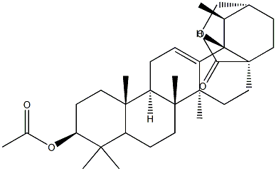 3β-Acetoxy-13-hydroxyurs-11-ene-28-oic acid lactone 구조식 이미지