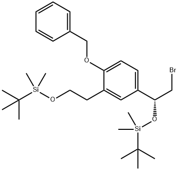 (R)-(1-(4-(Benzyloxy)-3-(2-((tert-butyldiMethylsilyl)oxy)ethyl)phenyl)-2-broMoethoxy)(tert-butyl)diMethylsilane 구조식 이미지