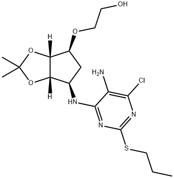 Ethanol, 2-[[(3aR,4S,6R,6aS)-6-[[5-aMino-6-chloro-2-(propylthio)-4-pyriMidinyl]aMino]tetrahydro-2,2-diMethyl-4H-cyclopenta-1,3-dioxol-4-yl]oxy]- 구조식 이미지